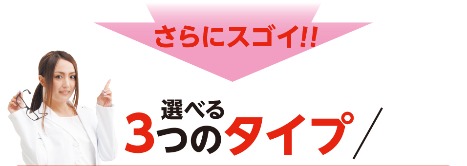 さらにスゴイ!!! 選べる3つのタイプ